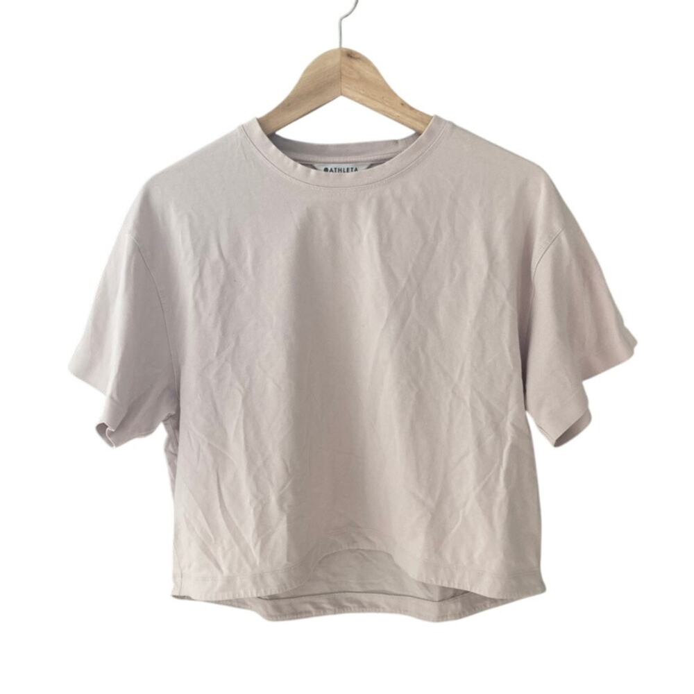 Athleta Effortless Crop Tee Pale Pink Medium